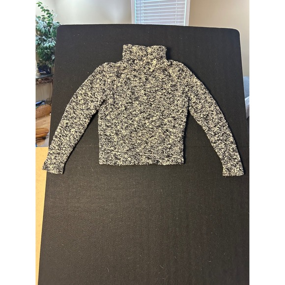 Ann Taylor Womens XS Speckled Turtleneck Sweater Merino Wool Nylon Black White - Picture 4 of 4